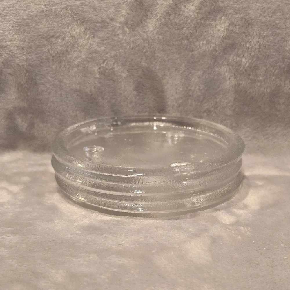 Clear Glass Footed Pillar Candle Plates Round Coasters Set of 3 Minimalist Decor